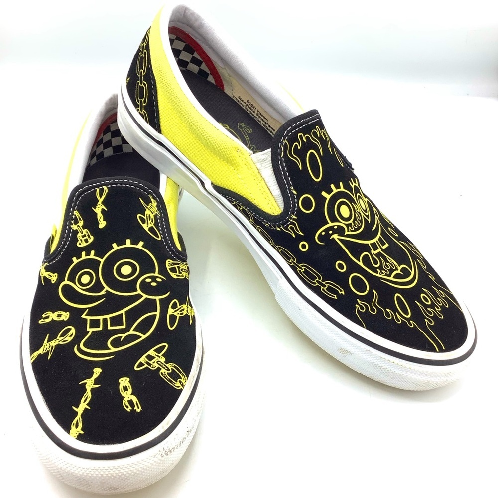 Vans Black & Yellow SpongeBob Slip-On Sneakers